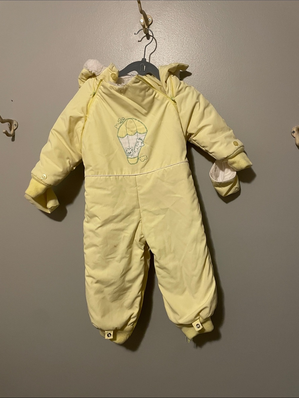 Quiltex Yellow Infant Snowsuit One-Piece, Vintage
